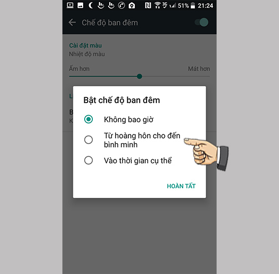 Tùy chỉnh thời gian hiển thị